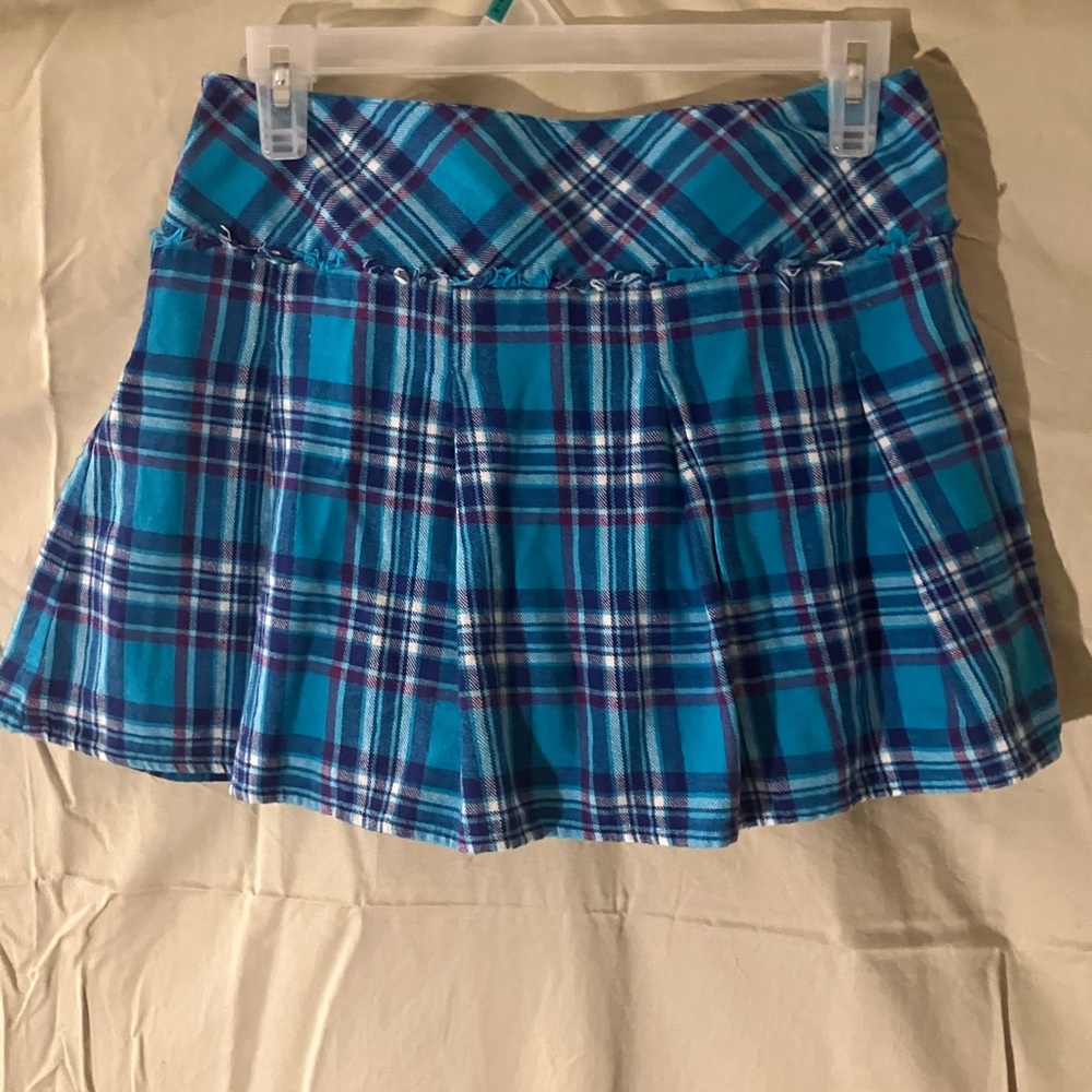 SO Blue Mini Skater Skirt Pleated Casual